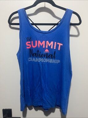 Varsity Blue Tank with Coral Summit Print